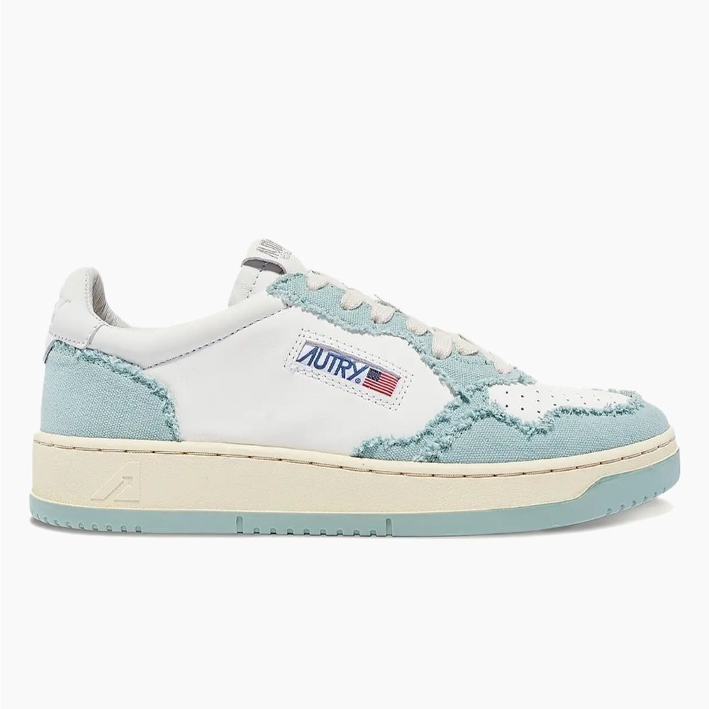 Autry White and Blue Sneakers.  Medalist low canvas